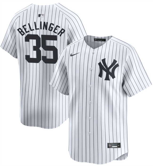 Men's New York Yankees #35 Cody Bellinger White 2024 Home Limited With Name Stitched Baseball Jersey