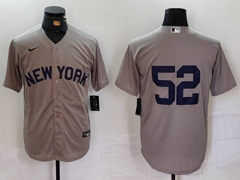 Men's New York Yankees #52 CC Sabathia Grey Cool Base Stitched Jersey