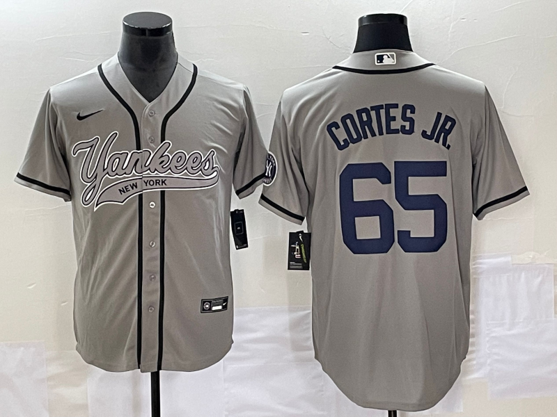 Men's New York Yankees #65 Nestor Cortes Jr Grey With Patch Cool Base