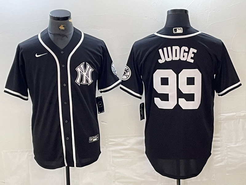 Men's New York Yankees #99 Aaron Judge Black White Cool Base Stitched Jersey