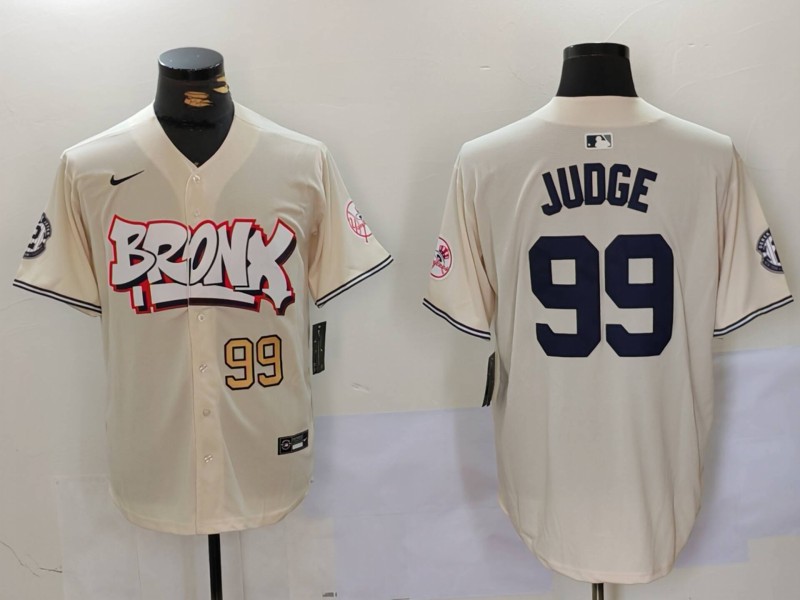 Men's New York Yankees #99 Aaron Judge Cream Limited Stitched Baseball Jerseys