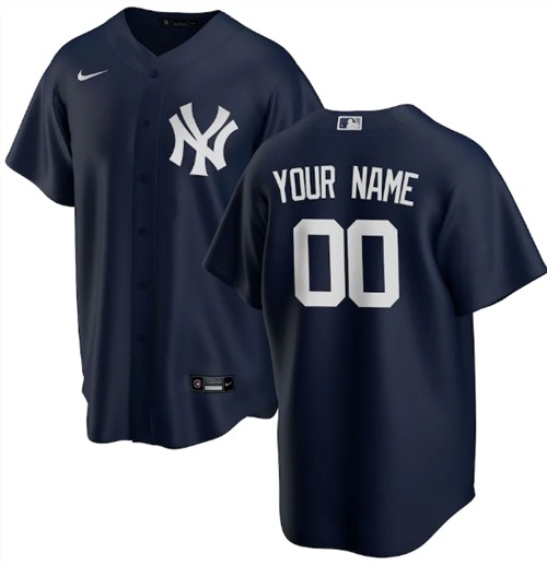 Men's New York Yankees Customized Navy Stitched MLB Jersey