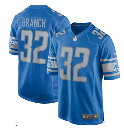 Men's Nike Brian Branch #32 Blue Detroit Lions 2023 NFL Draft Pick Game Jersey