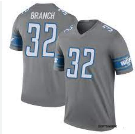 Men's Nike Brian Branch #32 Gray Detroit Lions Game Jersey