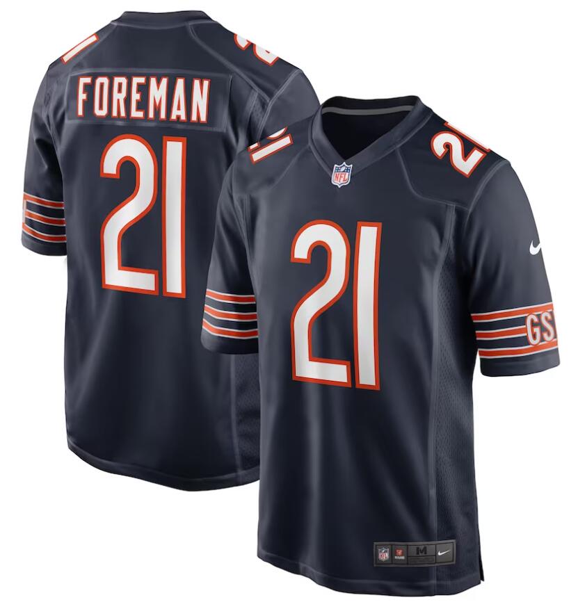 Men's Nike Chicago Bears #21 D'Onta Foreman Navy Game Jersey