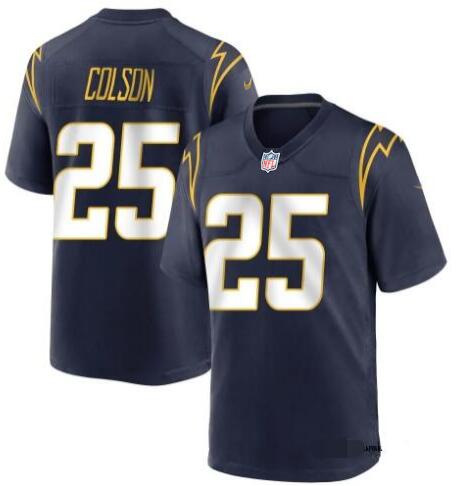 Men's Nike Junior Colson Los Angeles Chargers #25 Navy Dark Blue Team Game Jersey