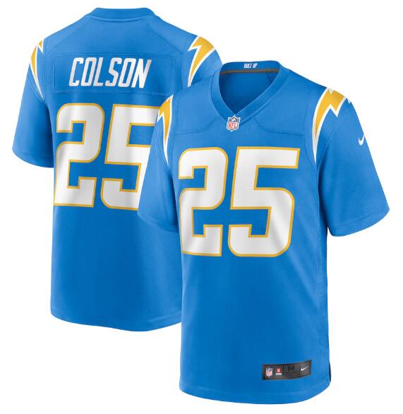 Men's Nike Junior Colson Powder Blue Los Angeles Chargers #25 Team Game Jersey