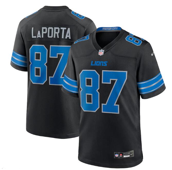 Men's Nike Sam LaPorta #87 Black Detroit Lions 2nd Alternate 2024 Game Jersey