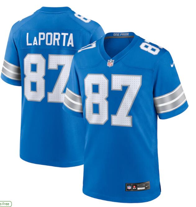 Men's Nike Sam LaPorta #87 Blue Detroit Lions 2nd Alternate 2024 Game Jersey