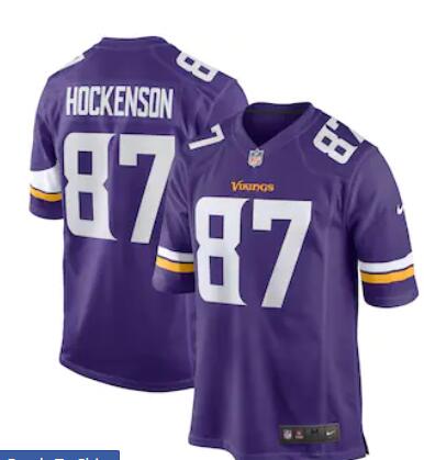 Men's Nike T.J. Hockenson Purple Minnesota Vikings #87 Game Player Jersey