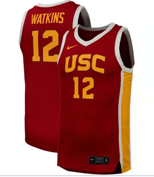 Men's Nike USC Trojans #12 Cardinal Juju Watkins Red Replica Basketball Jersey