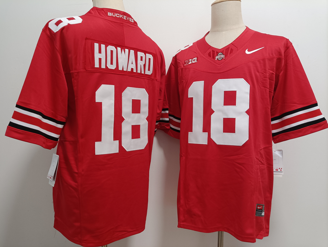 Men's Ohio State Buckeyes #18 Will Howard Red FUSE College Football Jersey