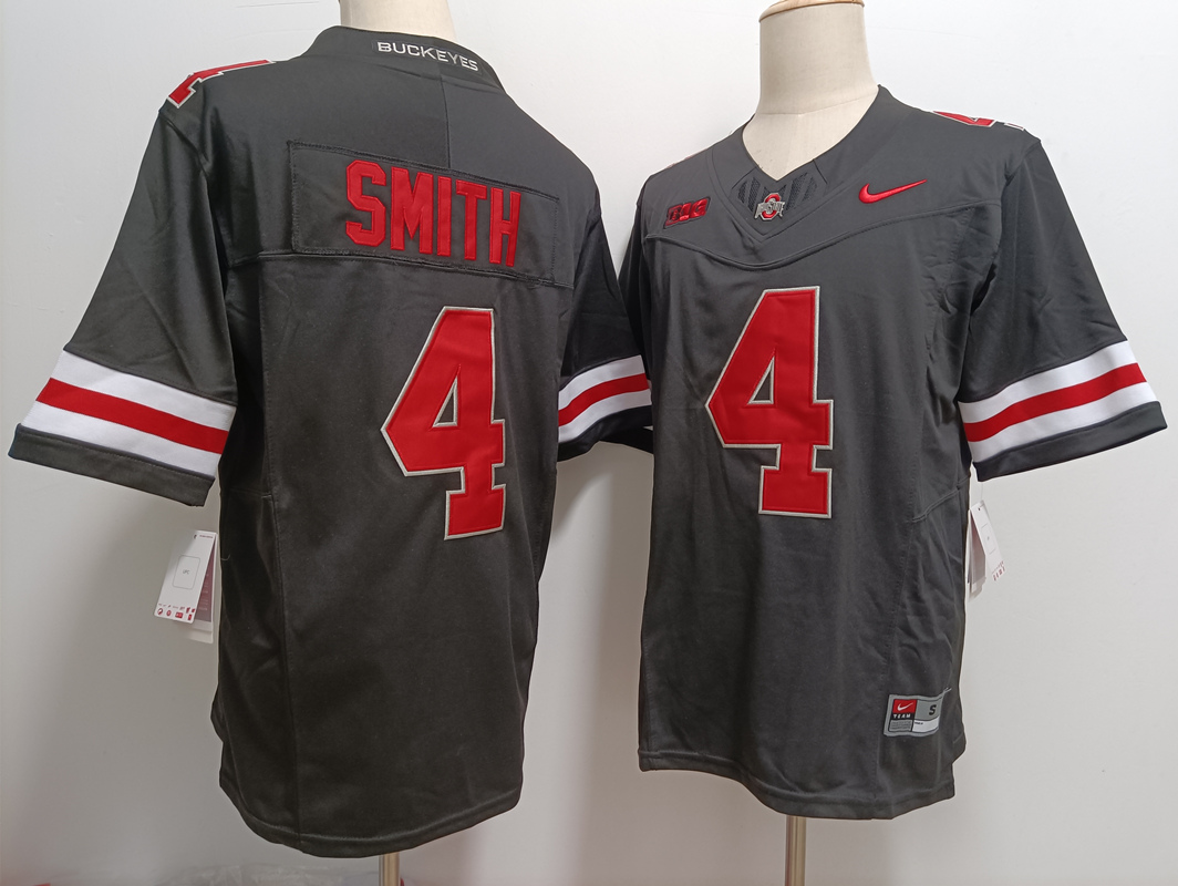 Men's Ohio State Buckeyes #4 Jeremiah Smith Black FUSE College Stitched Jersey