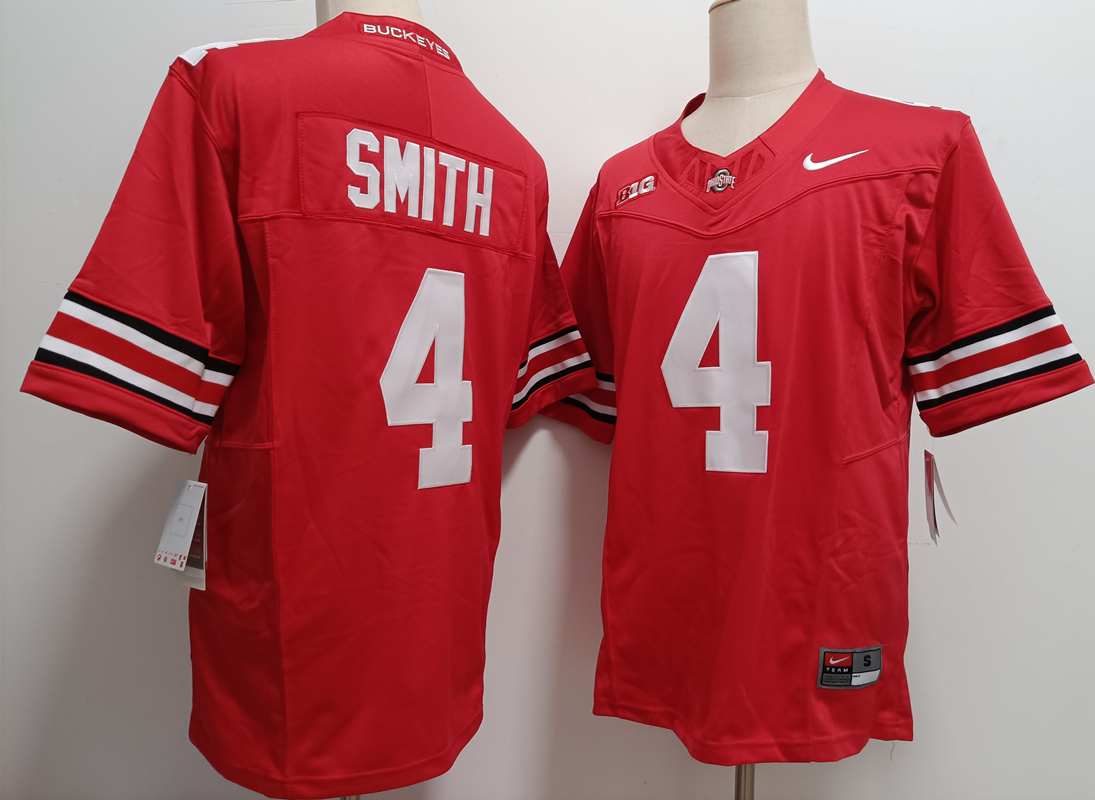 Men's Ohio State Buckeyes #4 Jeremiah Smith Red FUSE College Stitched Jersey