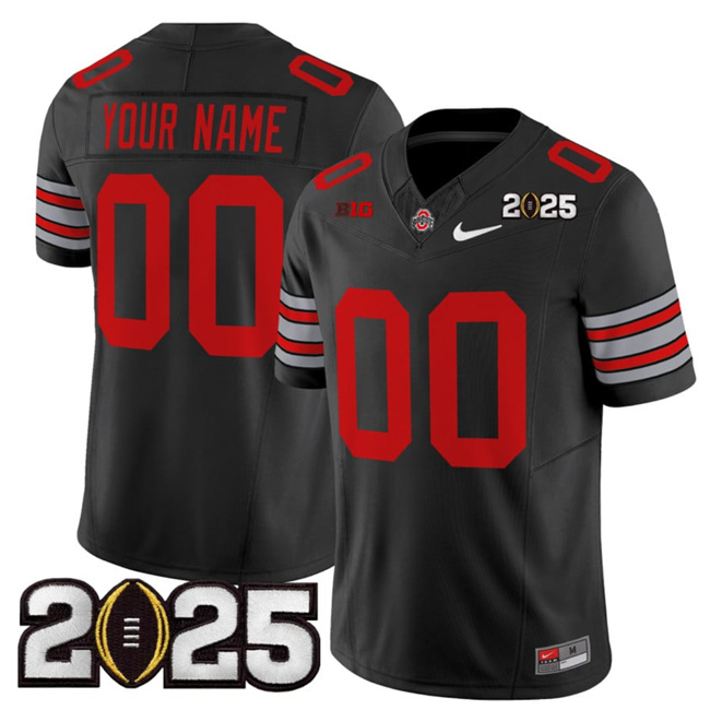 Men's Ohio State Buckeyes Active Player Custom Black 2025 CFP Final Patch F.U.S.E. Vapor Limited Stitched Football Jersey