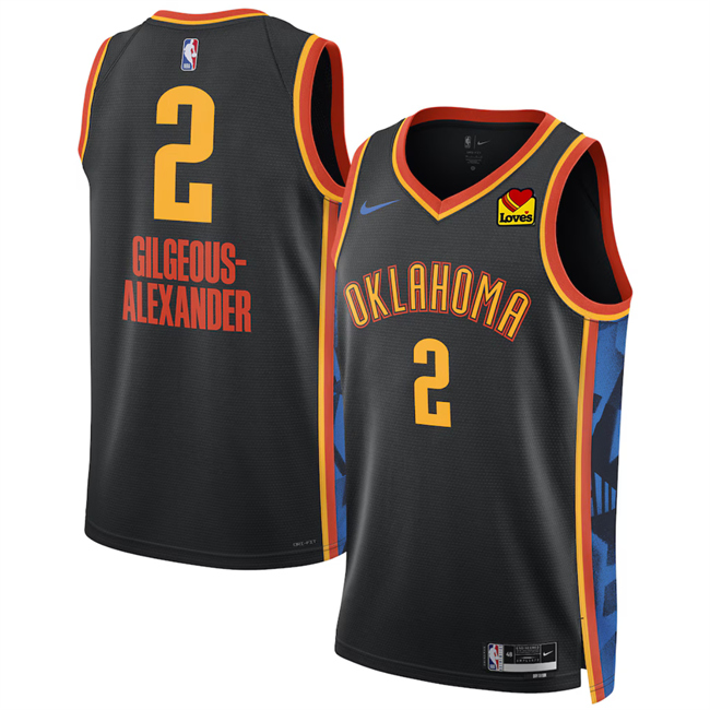 Men's Oklahoma City Thunder #2 Shai Gilgeous-Alexander Black 2024-25 City Edition Stitched Basketball Jersey