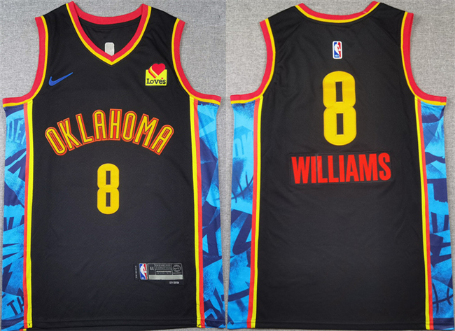 Men's Oklahoma City Thunder #8 Jalen Williams Black 2024-25 City Edition Stitched Basketball Jersey1