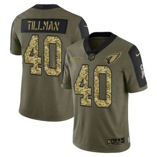 Men's Olive Arizona Cardinals #40 Pat Tillman 2021 Camo Salute To Service Limited Stitched Jersey