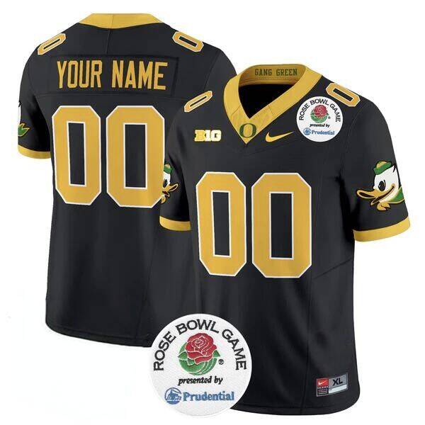 Men's Oregon Ducks Active Player Custom Black 2024 F.U.S.E. Rose Bowl Vapor Limited Stitched Football Jersey