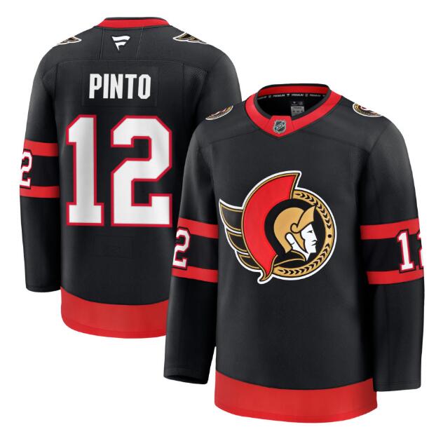 Men's Ottawa Senators #12 Shane Pinto Fanatics Black 2024-25 Home Premium Jersey