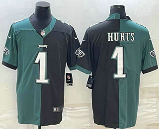 Men's Philadelphia Eagles #1 Jalen Hurts Green Black Two Tone Vapor