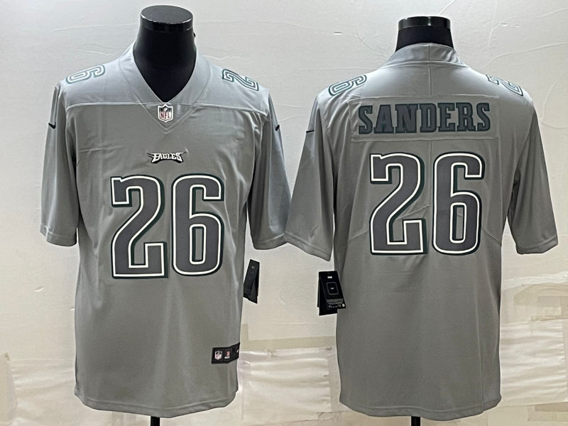 Men's Philadelphia Eagles #26 Miles Sanders Gray Atmosphere Fashion