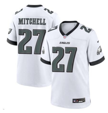 Men's Philadelphia Eagles #27 Quinyon Mitchell Nike Midnight White Player Game Jersey