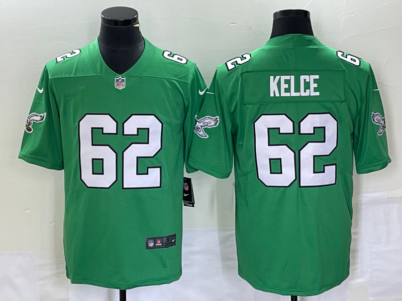 Men's Philadelphia Eagles #62 Jason Kelce Green 2023 Vapor Limited Throwback Jersey