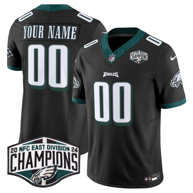 Men's Philadelphia Eagles Active Player Custom Black 2024 NFC East Champions F.U.S.E. Vapor Untouchable Limited Stitched Football Jersey