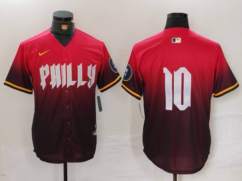 Men's Philadelphia Phillies #10 JT Realmuto Red 2024 City Connect Limited Stitched Jersey