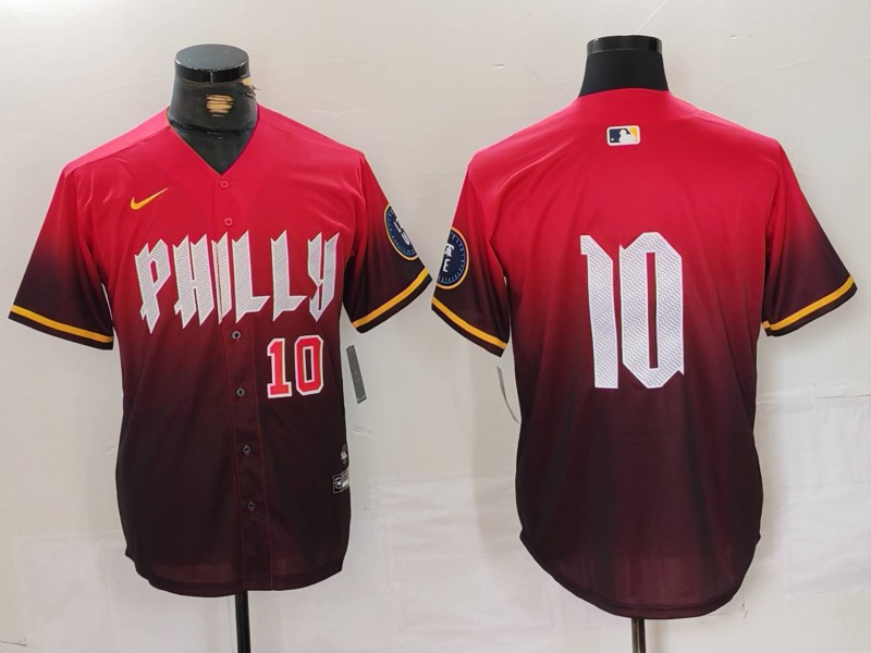 Men's Philadelphia Phillies #10 JT Realmuto Red 2024 City Connect Limited Stitched Jerseys