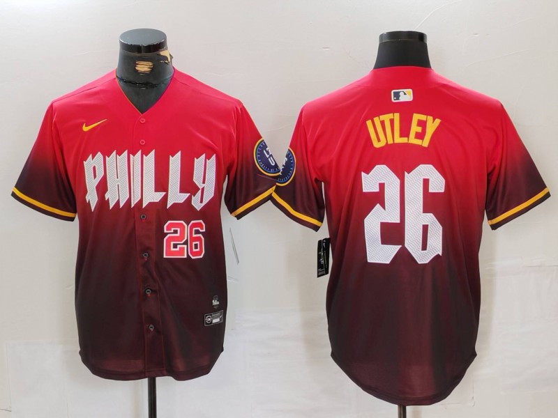 Men's Philadelphia Phillies #26 Chase Utley Red 2024 City Connect Limited Stitched Jerseys
