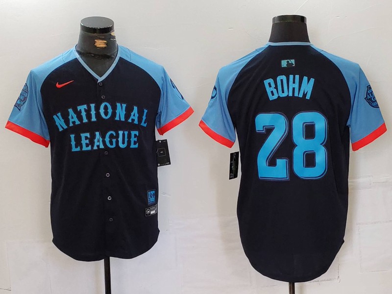 Men's Philadelphia Phillies #28 Alec Bohm Navy 2024 All Star Limited Stitched Jersey