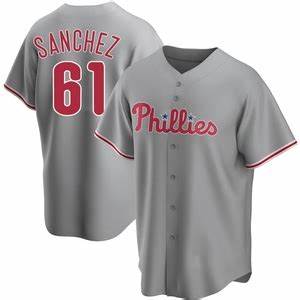 Men's Philadelphia Phillies #61 Cristopher Sanchez Gray Cool Base Stitched Jersey
