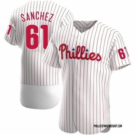 Men's Philadelphia Phillies #61 Cristopher Sanchez White Flex Base Stitched Baseball Jersey
