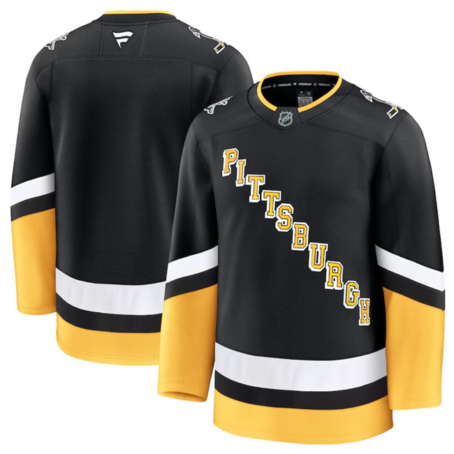 Men's Pittsburgh Penguins Blank Black 2024-25 Alternate Stitched Hockey Jersey