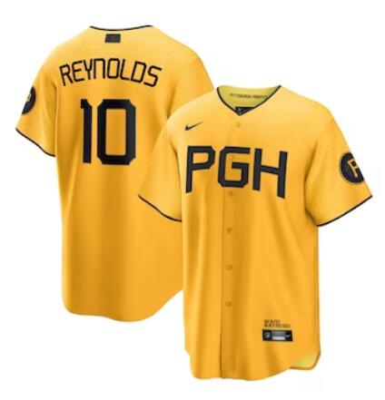 Men's Pittsburgh Pirates #10 Reynolds Official Replica City Connect Jersey