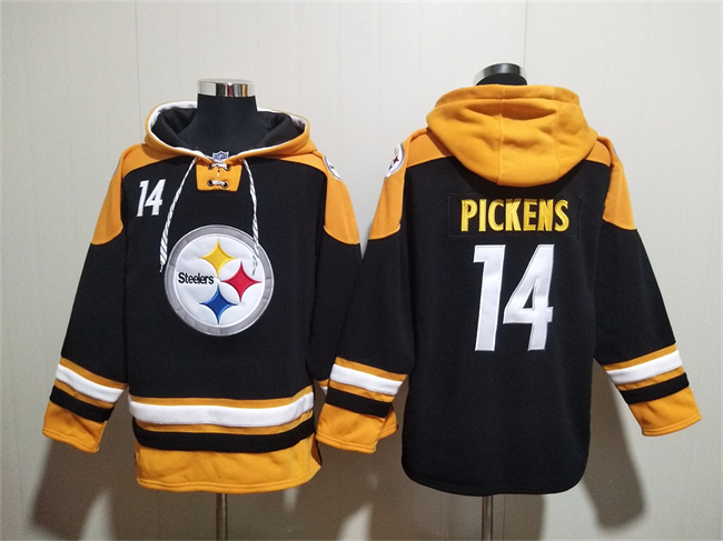 Men's Pittsburgh Steelers #14 George Pickens Black Ageless Must-Have Lace-Up Pullover Hoodie1