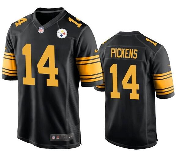 Men's Pittsburgh Steelers #14 George Pickens Black Color Rush Stitched Jersey