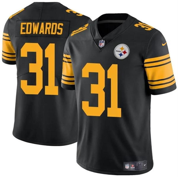 Men's Pittsburgh Steelers #31 Daijun Edwards Black Color Rush Limited Football Stitched Jersey