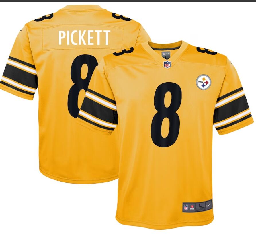 Men's Pittsburgh Steelers #8 Kenny Pickett Nike Gold Inverted Game Jersey