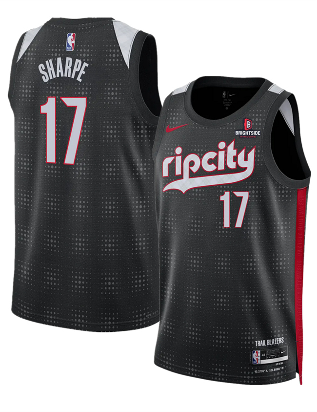 Men's Portland Trail Blazers #17 Shaedon Sharpe Black 2024-25 City Edition Edition Stitched Basketball Jersey