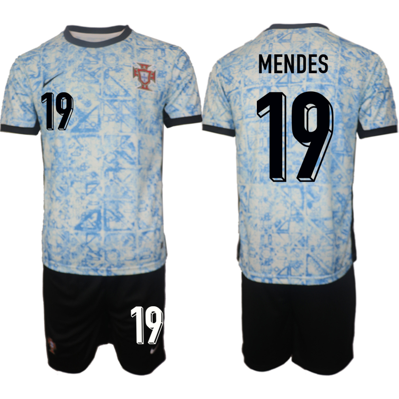 Men's Portugal away 19# MENDES 2024-25 Suit Soccer Jerseys