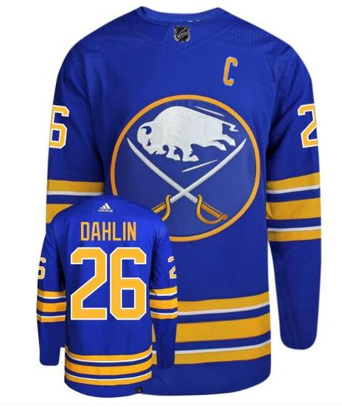 Men's Rasmus Dahlin Bffalo Sabres With C patch Adidas Primegreen Authentic NHL hockey jerseys