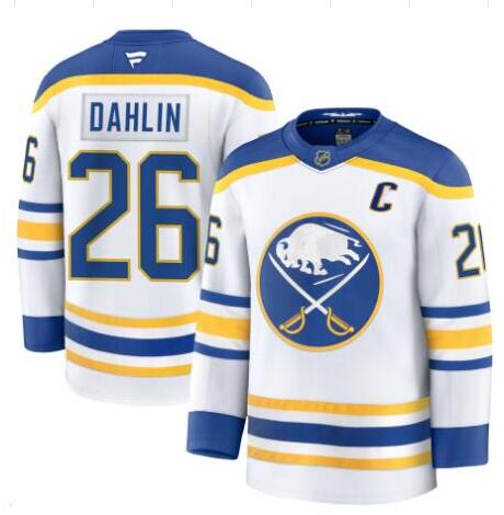 Men's Rasmus Dahlin Bffalo Sabres With C patch White 2024-25 NHL hockey jerseys