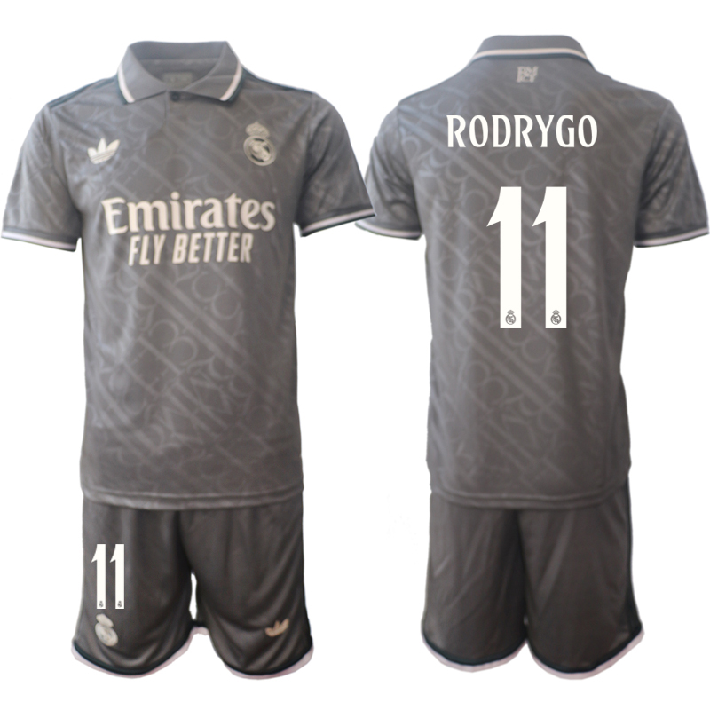 Men's Real Madrid 2nd away 11# RODRYGO 2024-25 Suit Soccer Jerseys