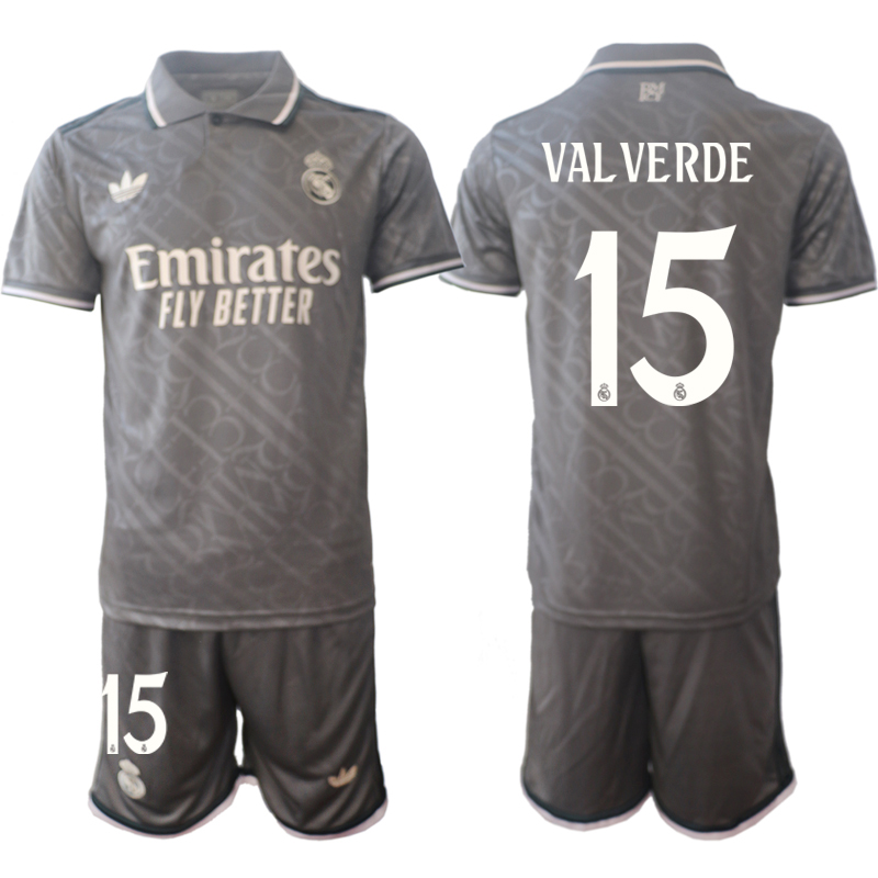 Men's Real Madrid 2nd away 15# VALVERDE 2024-25 Suit Soccer Jerseys