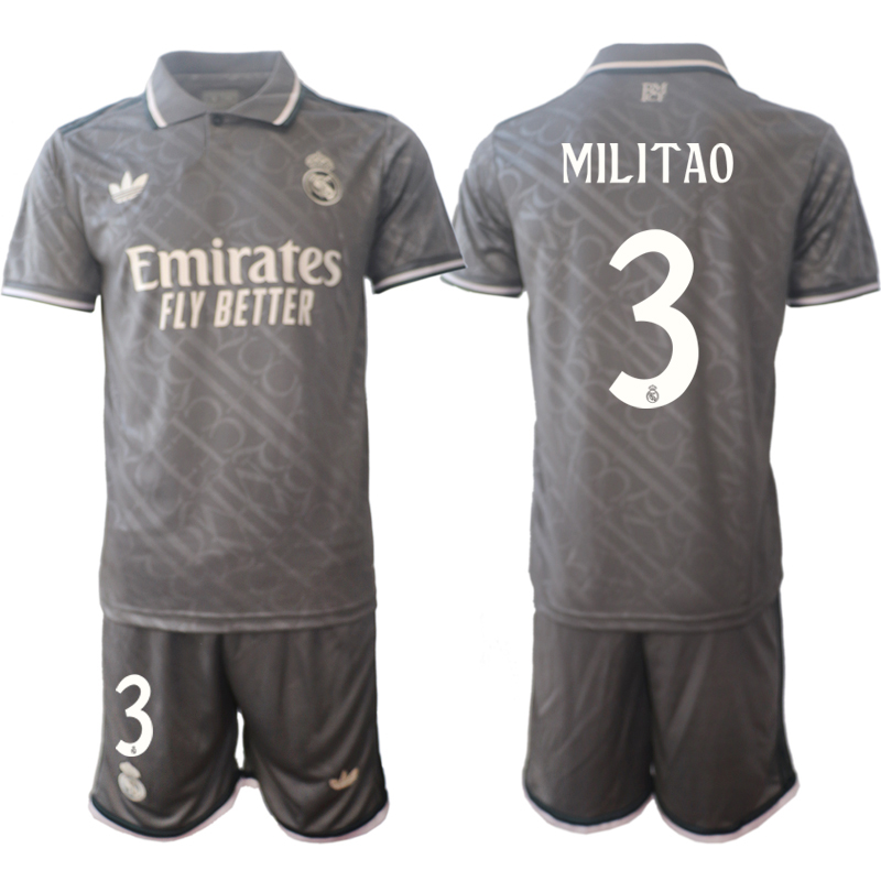 Men's Real Madrid 2nd away 3# MILITAO 2024-25 Suit Soccer Jerseys