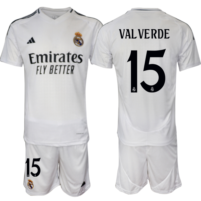 Men's Real Madrid home 15# VALVERDE 2024-25 Suit Soccer Jerseys