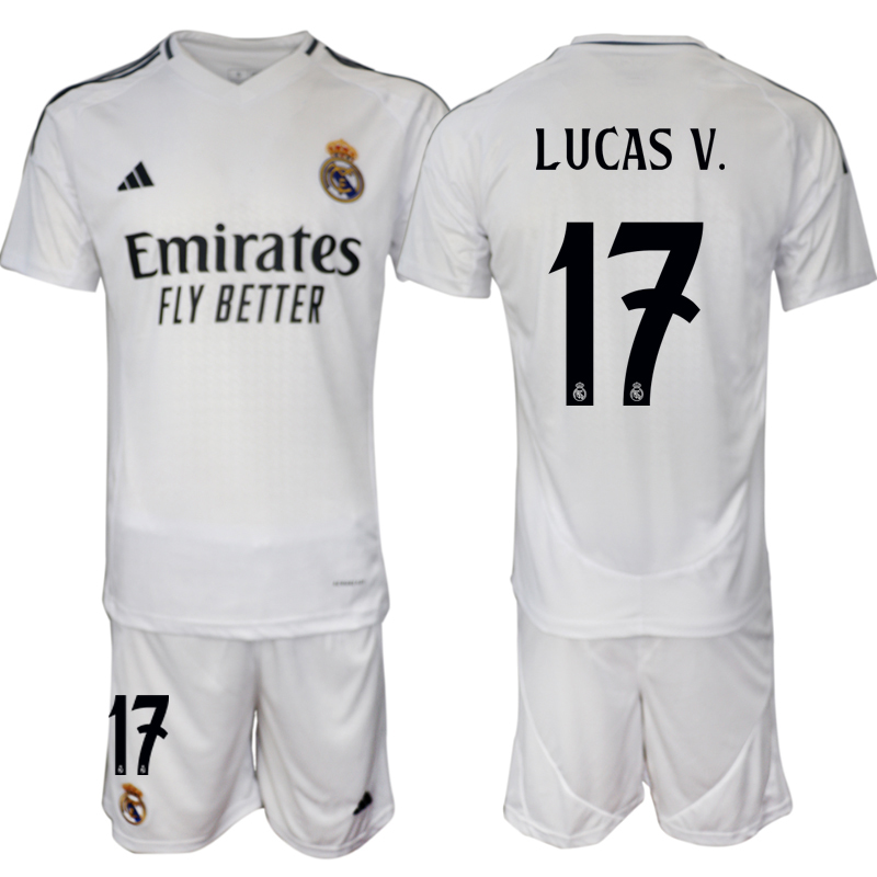 Men's Real Madrid home 17# LUCAS V. 2024-25 Suit Soccer Jerseys